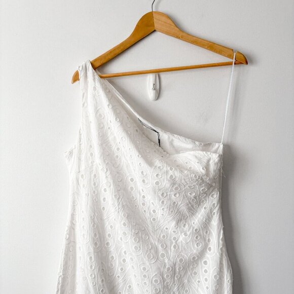 Zara Embroidered Asymmetric Midi Dress NWT White Size Large - Picture 6 of 9